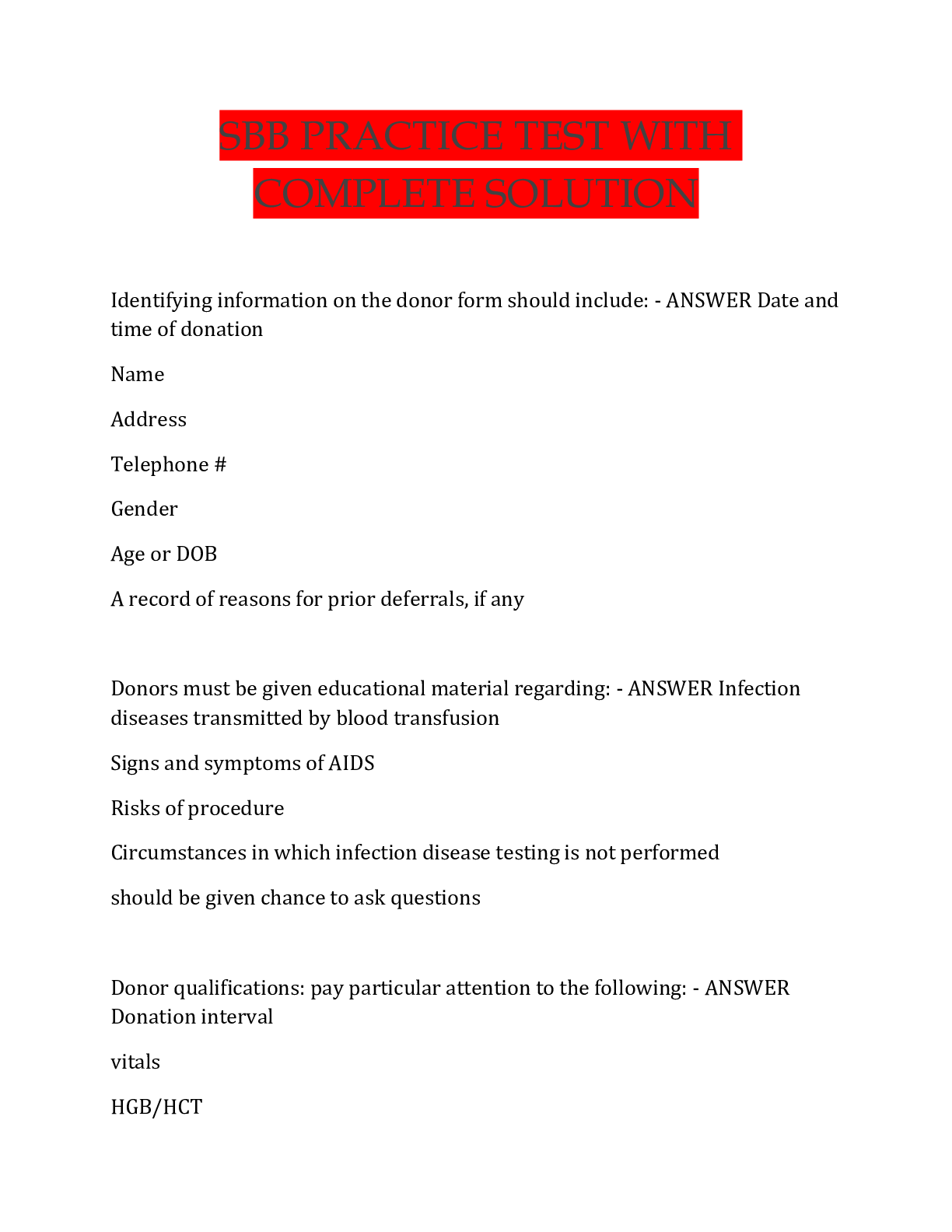 Preview image for SBB PRACTICE TEST WITH  COMPLETE SOLUTION